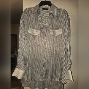 Black & White Striped Button-Up Shirt